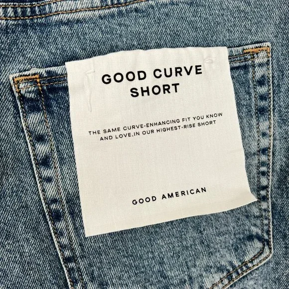 New Good American Good Curve Short Denim Jean Shorts High Rise Distressed - 18 - Picture 10 of 11